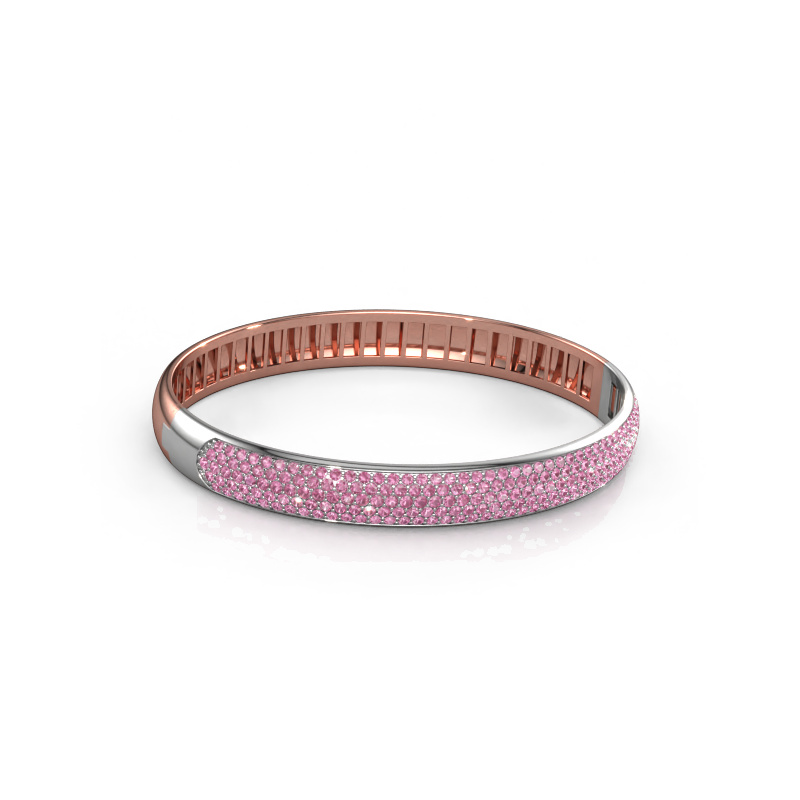 Image de Bracelet jonc Emely 8mm 585 or rose Saphir rose 1.4 mm