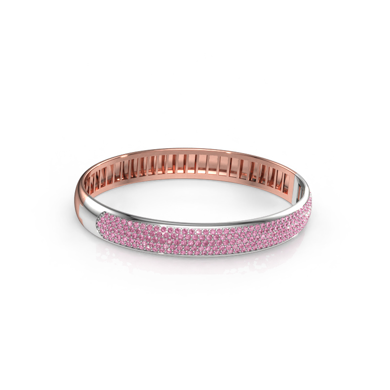 Image de Bracelet jonc Emely 9mm 585 or rose Saphir rose 1.4 mm