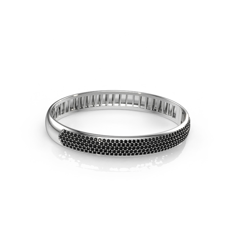 Image de Bracelet jonc Emely 9mm 585 or blanc Diamant noir 3.622 crt