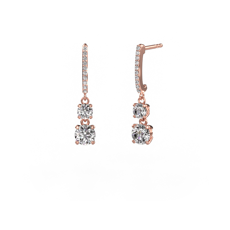 Image of Drop earrings Tanja 2 585 rose gold Diamond 1.834 crt