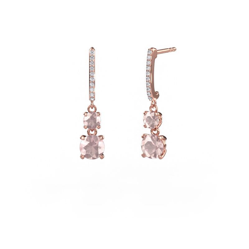 Image of Drop earrings Tanja 2 585 rose gold Morganite champagne 4.2 mm