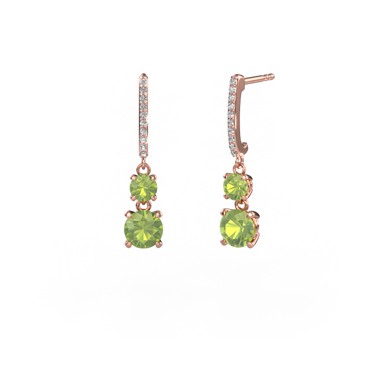Image of Drop earrings Tanja 2 585 rose gold Peridot 4.2 mm
