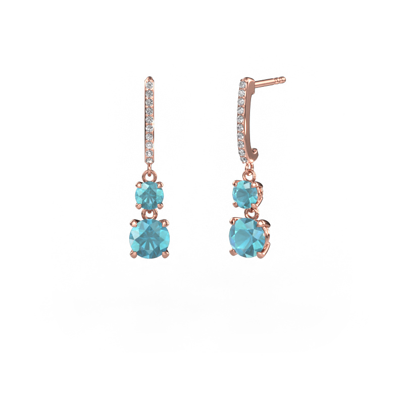 Afbeelding van Oorhangers Tanja 2 585 rosé goud Blauw topaas 4.2 mm