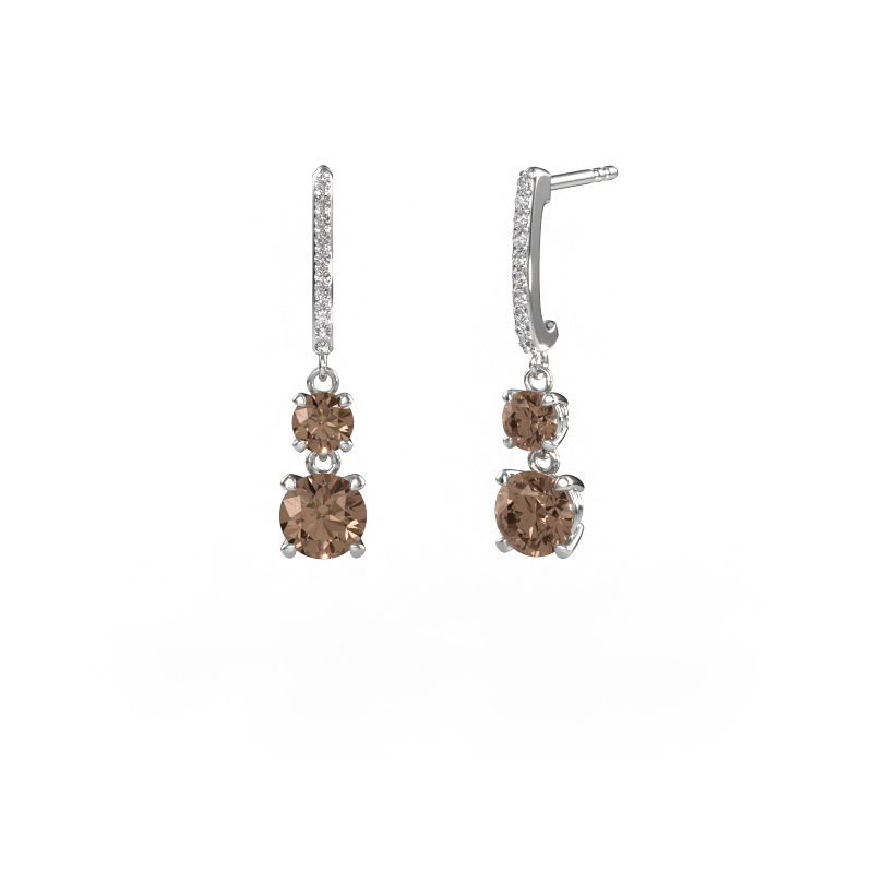 Image of Drop earrings Tanja 2 585 white gold Brown diamond 2.334 crt