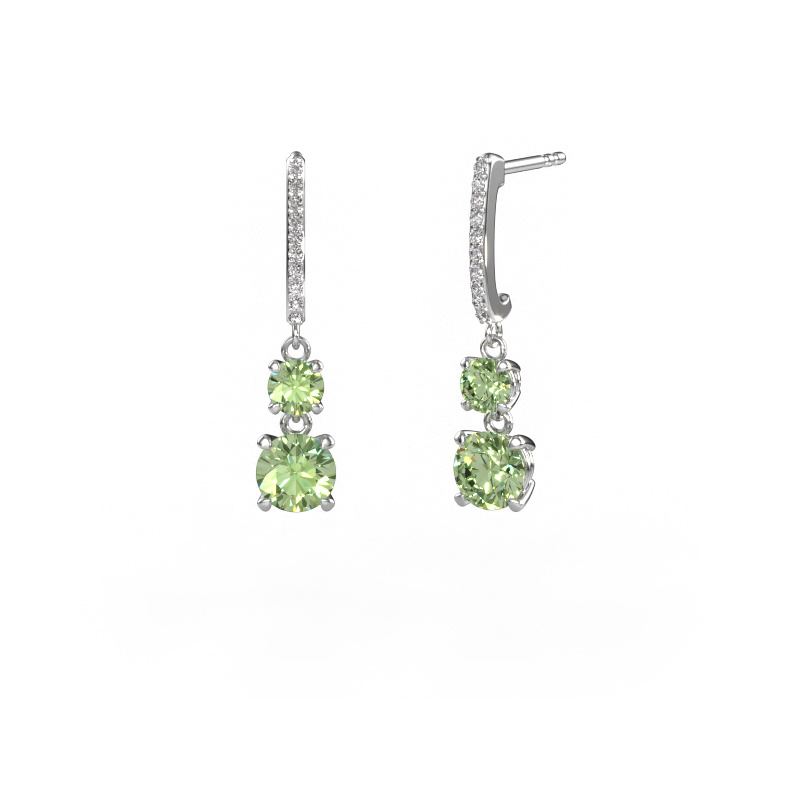 Image of Drop earrings Tanja 2 950 platinum Green lab grown diamond 4.2 mm