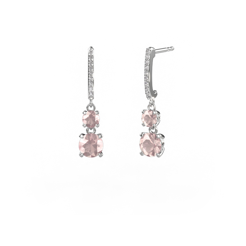 Image of Drop earrings Tanja 2 950 platinum Morganite champagne 4.2 mm