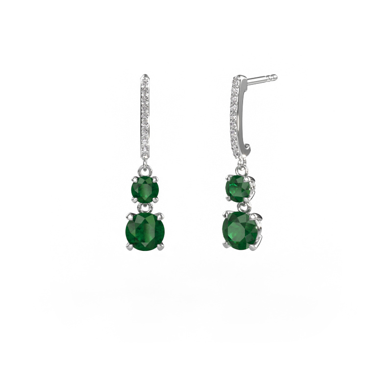 Image of Drop earrings Tanja 2 950 platinum Emerald 4.2 mm