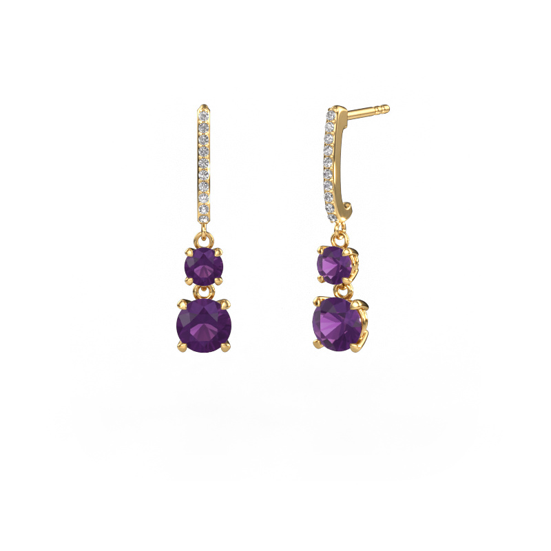 Image of Drop earrings Tanja 2 585 gold Amethyst 4.2 mm