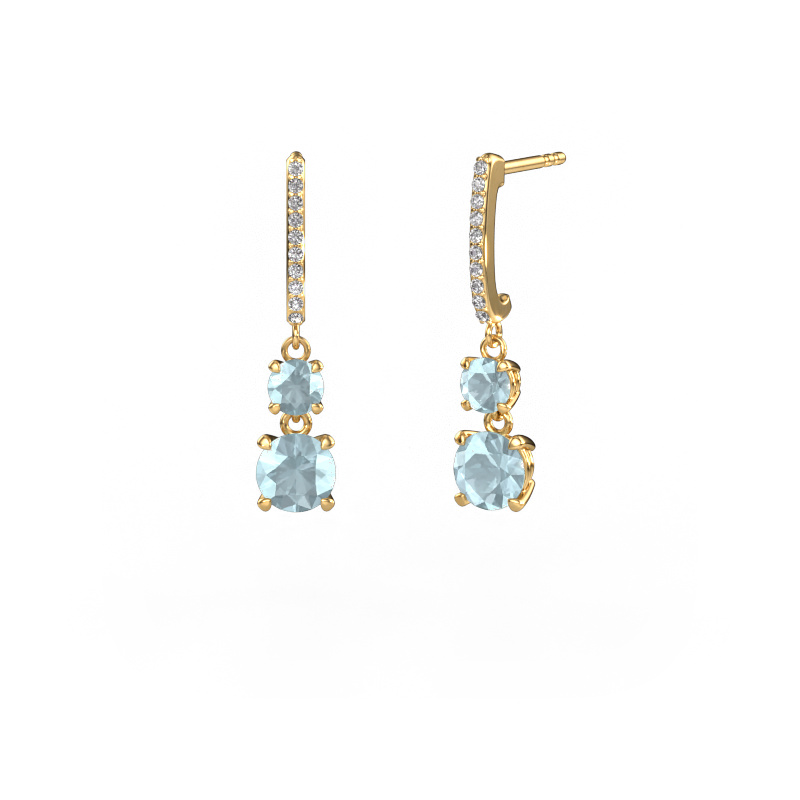 Image of Drop earrings Tanja 2 585 gold Aquamarine 4.2 mm