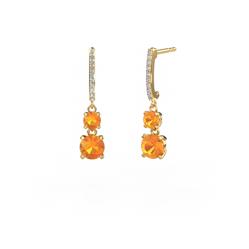 Image of Drop earrings Tanja 2 585 gold Citrin 4.2 mm