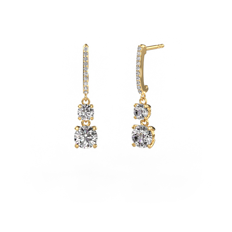 Image of Drop earrings Tanja 2 585 gold Zirconia 4.2 mm