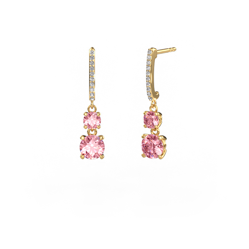 Image de Pendants d'oreilles Tanja 2 585 or jaune Diamant synthétique roze 4.2 mm