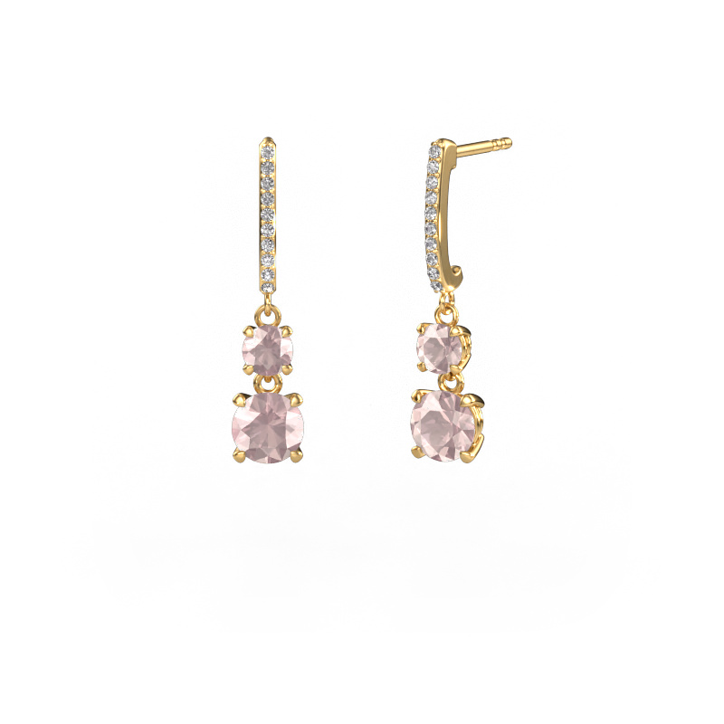 Image of Drop earrings Tanja 2 585 gold Morganite champagne 4.2 mm
