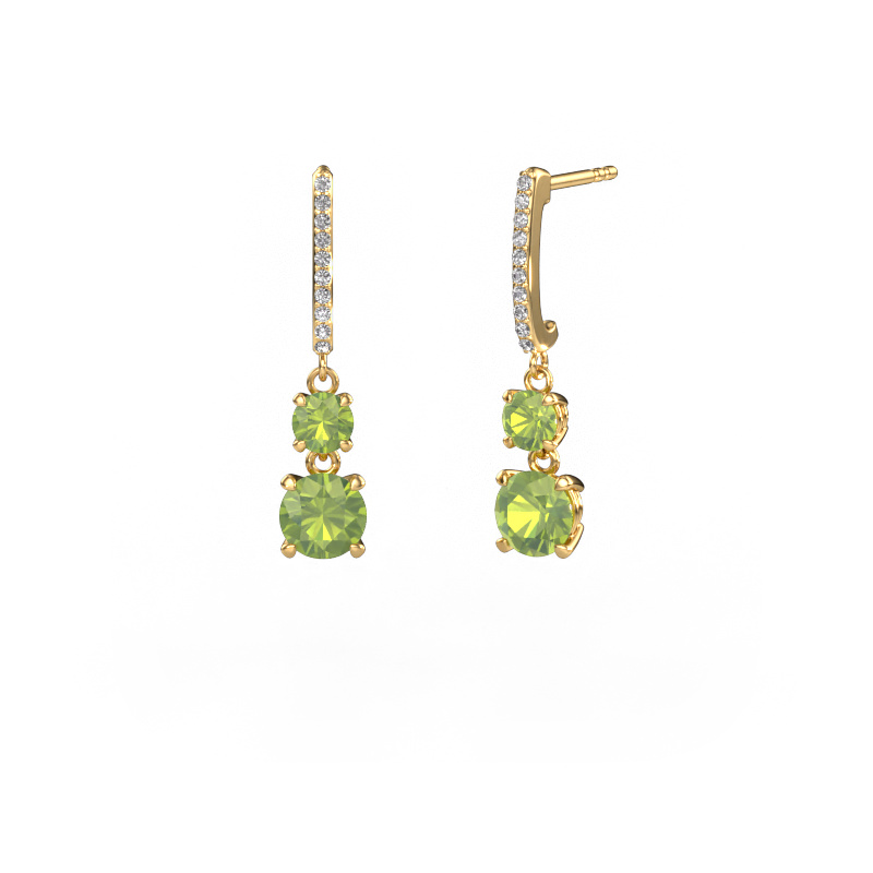 Image of Drop earrings Tanja 2 585 gold Peridot 4.2 mm