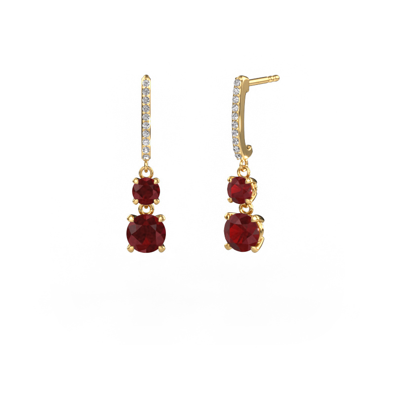 Image of Drop earrings Tanja 2 585 gold Ruby 4.2 mm
