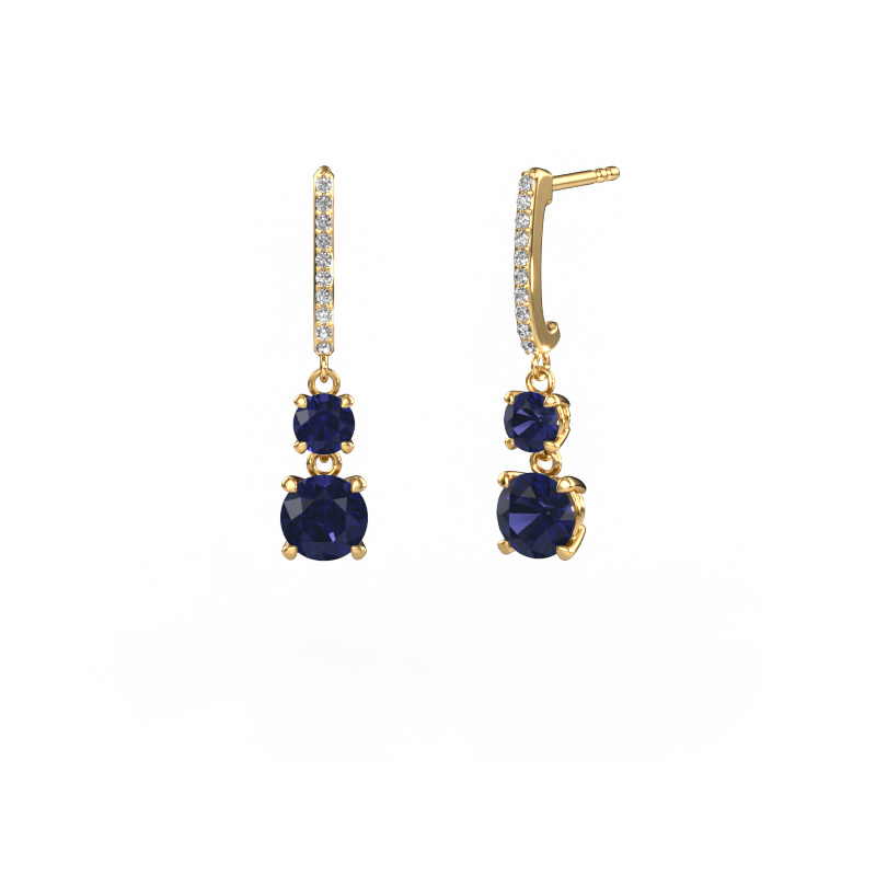 Image of Drop earrings Tanja 2 585 gold Sapphire 4.2 mm