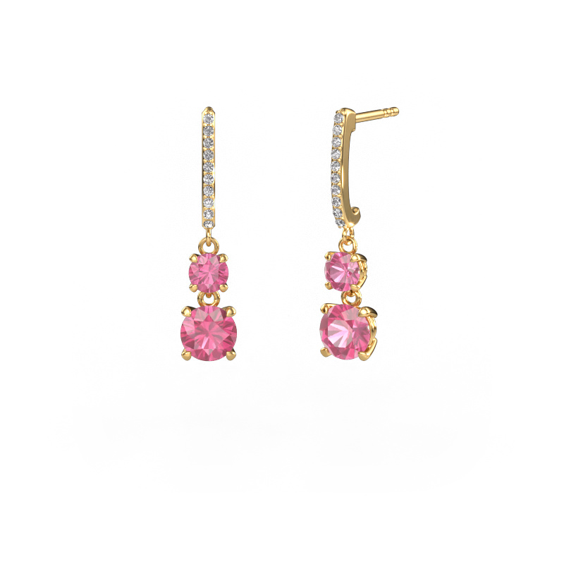 Image of Drop earrings Tanja 2 585 gold Pink sapphire 4.2 mm