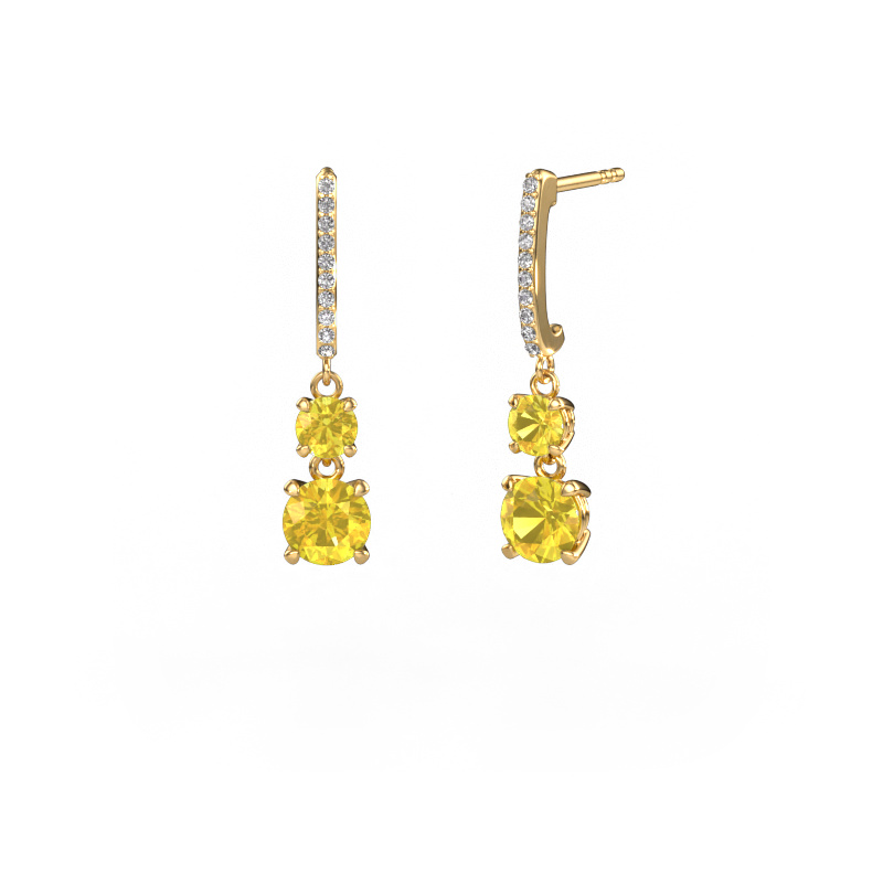 Image of Drop earrings Tanja 2 585 gold Yellow sapphire 4.2 mm