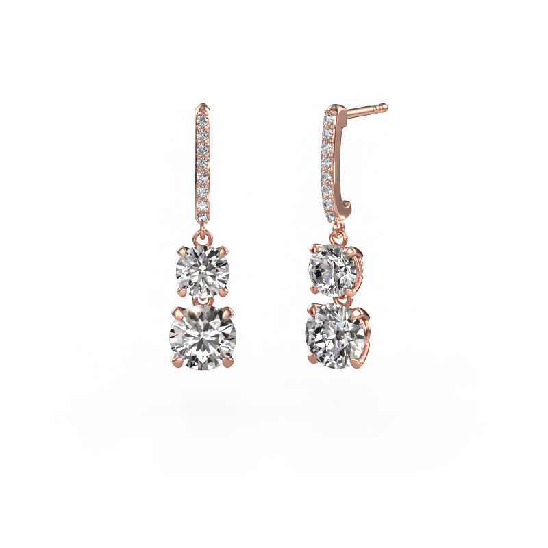 Image of Drop earrings Tanja 2 585 rose gold Diamond 4.56 crt