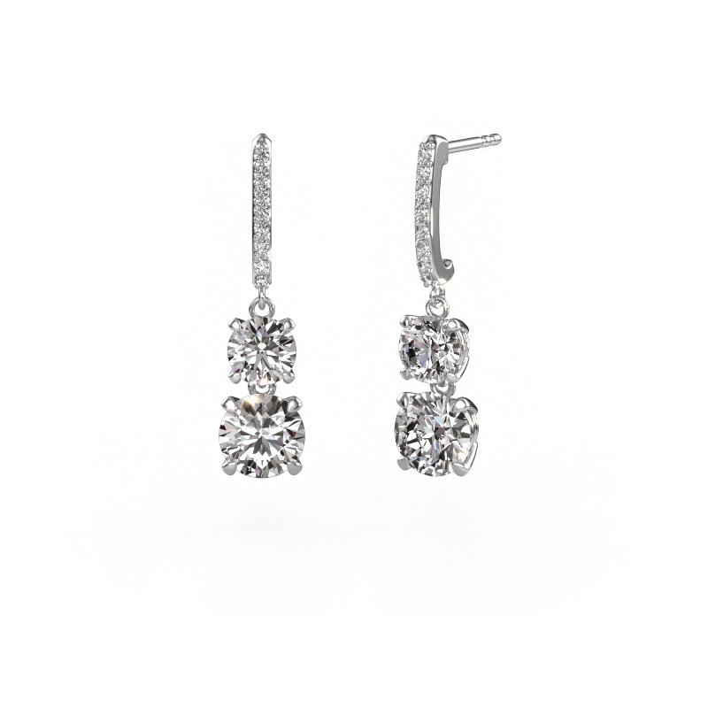 Image of Drop earrings Tanja 2 585 white gold Diamond 4.56 crt