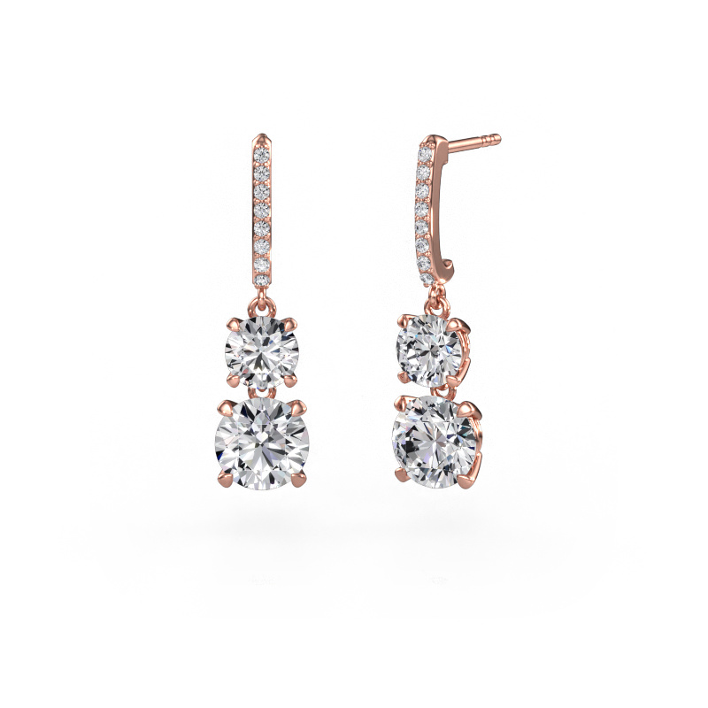 Image of Drop earrings Tanja 2 585 rose gold Diamond 4.16 crt