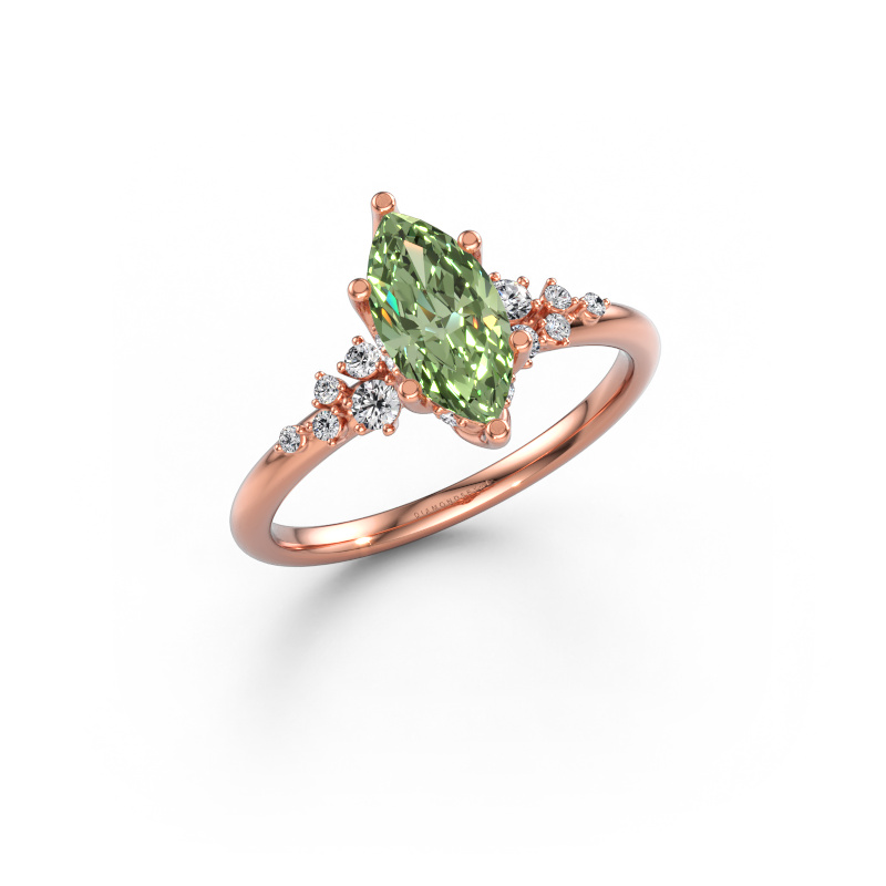 Immagine di Anello di fidanzamento Emma MRQ 585 oro rosa Diamante lab grown verde 10x5 mm