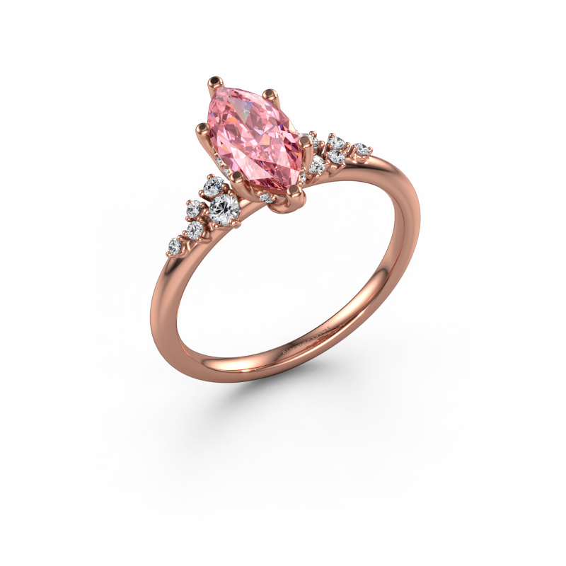 Image of Engagement ring Emma MRQ 585 rose gold Pink lab grown diamond 10x5 mm
