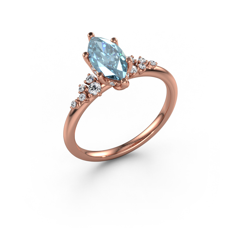 Image of Engagement ring Emma MRQ 585 rose gold Blue lab grown diamond 10x5 mm