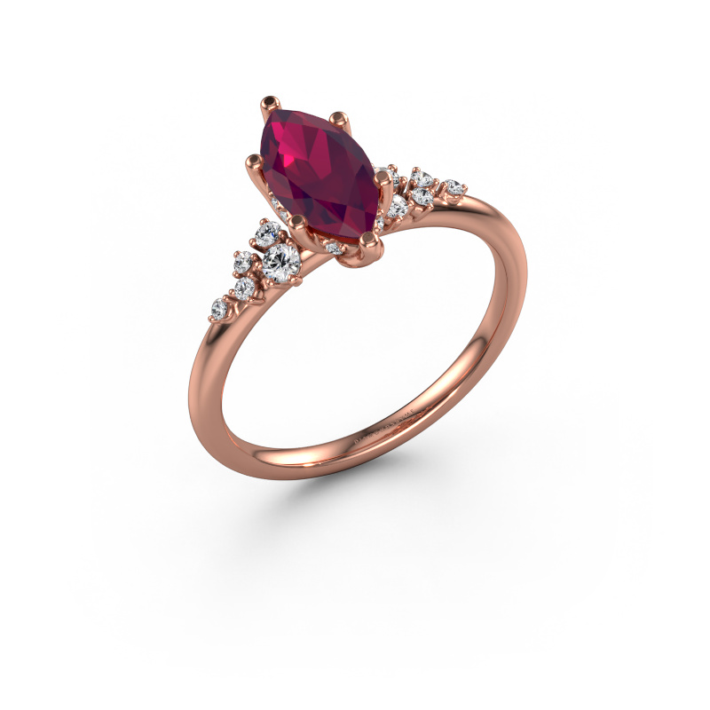 Image of Engagement ring Emma MRQ 585 rose gold Rhodolite 10x5 mm