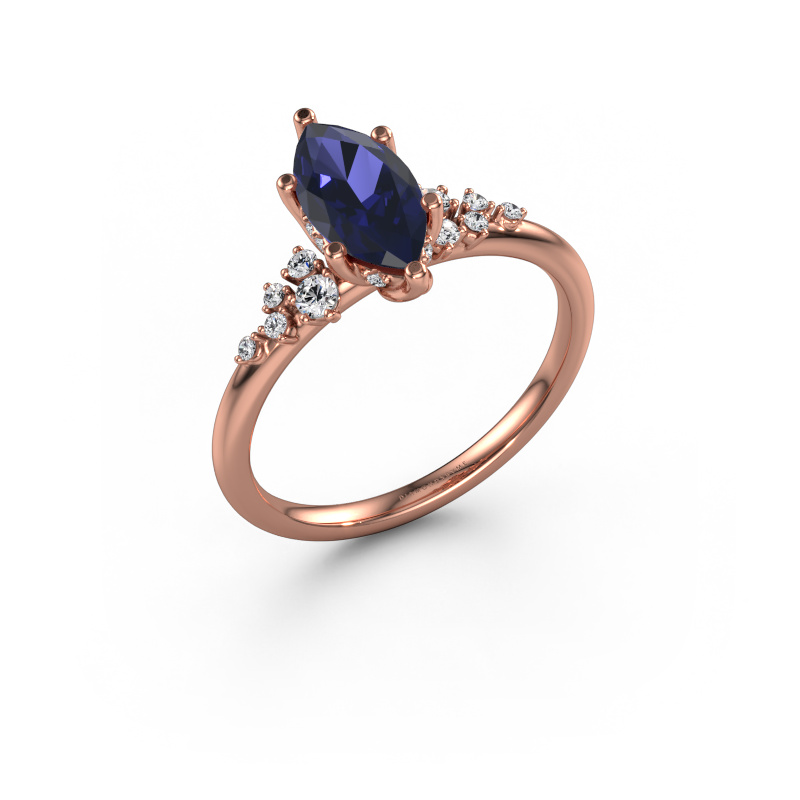 Image of Engagement ring Emma MRQ 585 rose gold Sapphire 10x5 mm