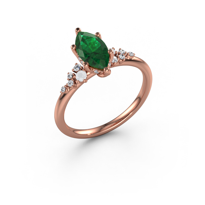 Image of Engagement ring Emma MRQ 585 rose gold Emerald 10x5 mm