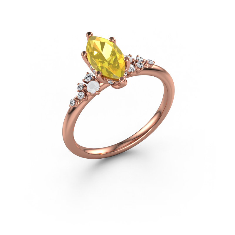 Image of Engagement ring Emma MRQ 585 rose gold Yellow sapphire 10x5 mm