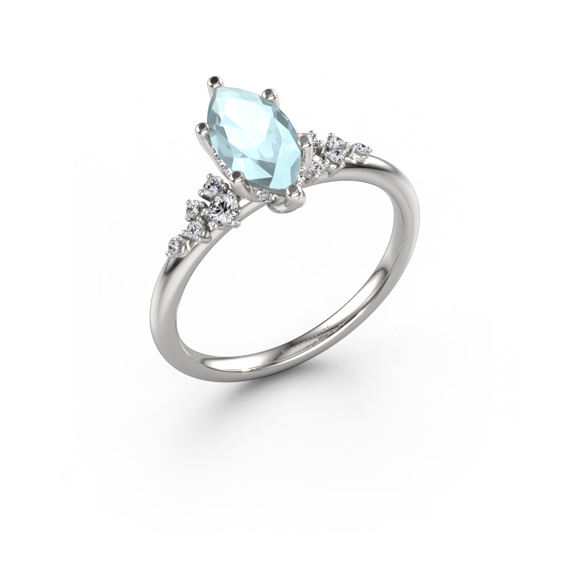 Image of Engagement ring Emma MRQ 585 white gold Aquamarine 10x5 mm