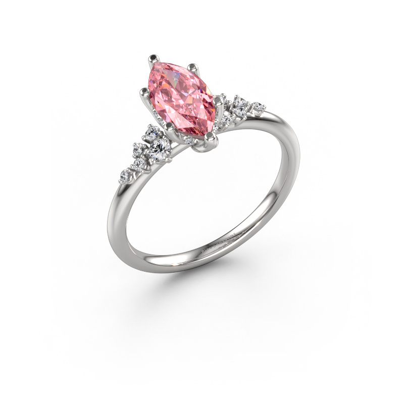 Image of Engagement ring Emma MRQ 950 platinum Pink lab grown diamond 10x5 mm