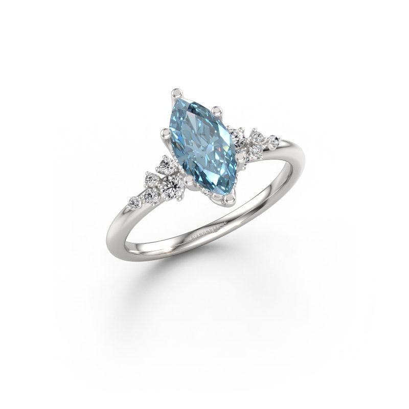 Immagine di Anello di fidanzamento Emma MRQ 585 oro bianco Diamante lab grown blu 10x5 mm