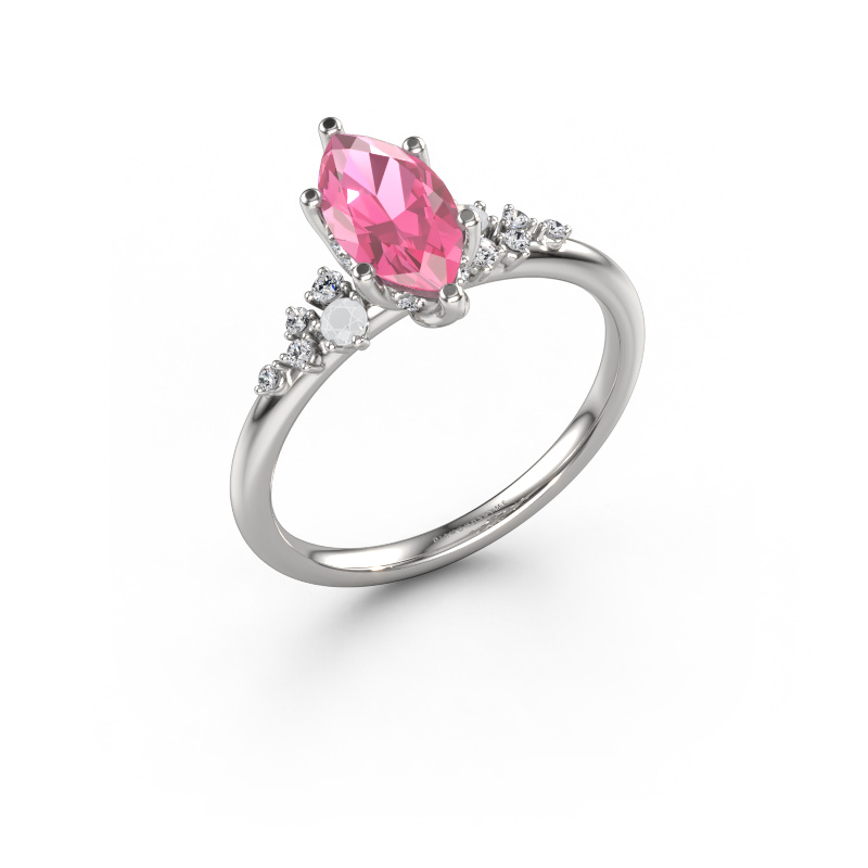 Image of Engagement ring Emma MRQ 585 white gold Pink sapphire 10x5 mm