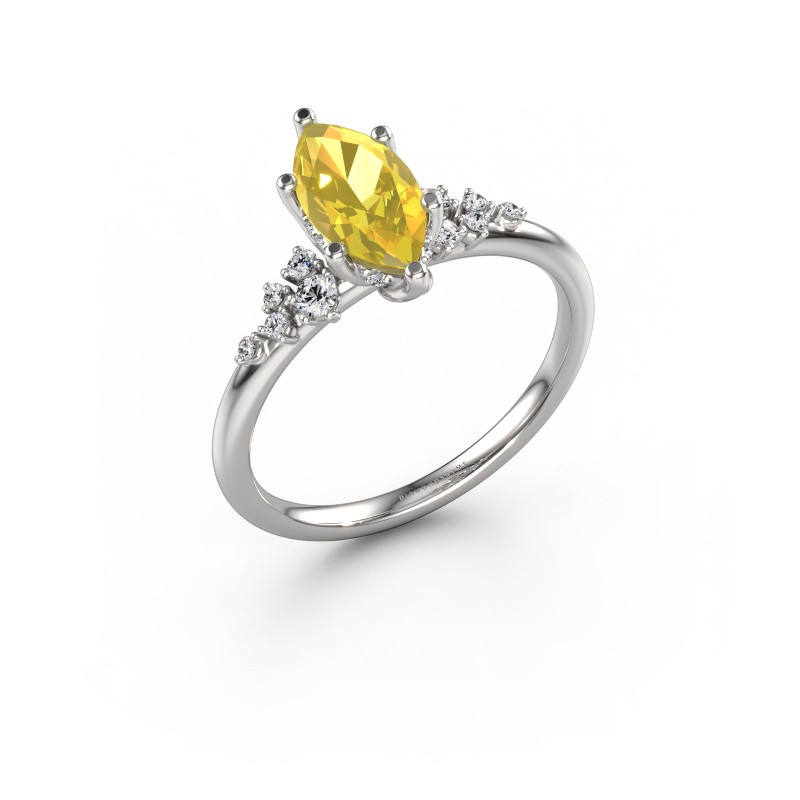 Image of Engagement ring Emma MRQ 950 platinum Yellow sapphire 10x5 mm