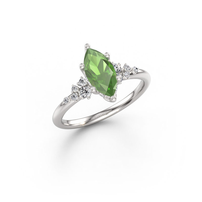 Immagine di Anello di fidanzamento Emma MRQ 585 oro bianco Tormalina verde 10x5 mm