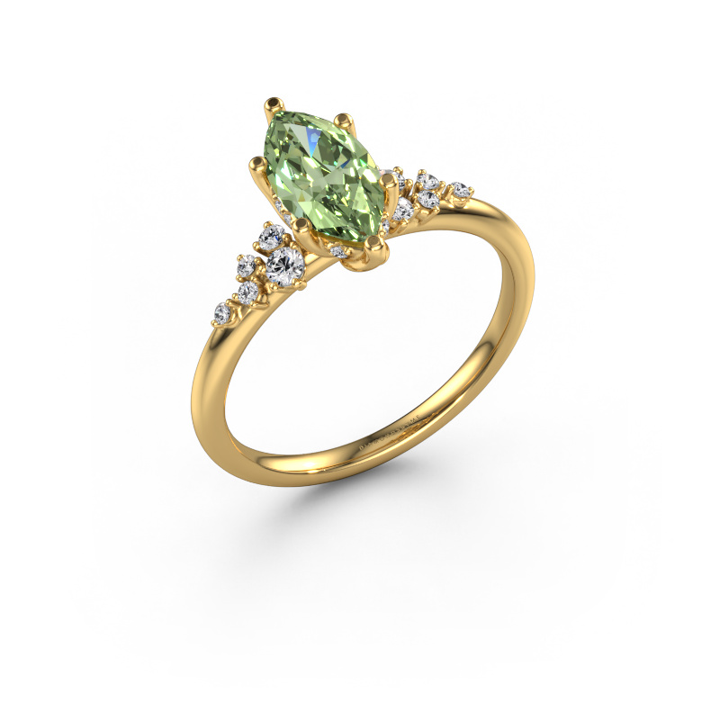Image of Engagement ring Emma MRQ 585 gold Green lab grown diamond 10x5 mm