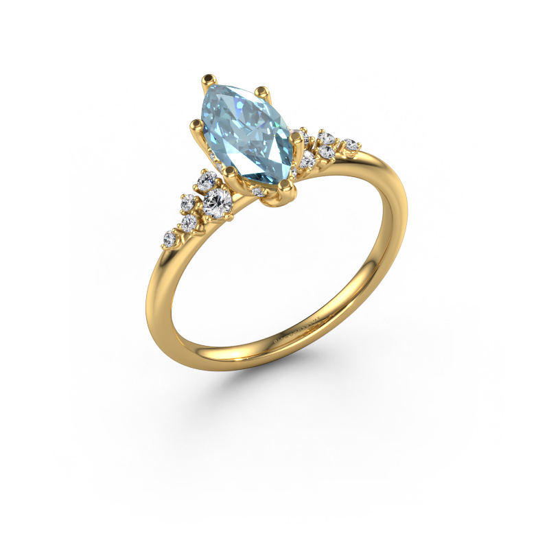 Image of Engagement ring Emma MRQ 585 gold Blue lab grown diamond 10x5 mm