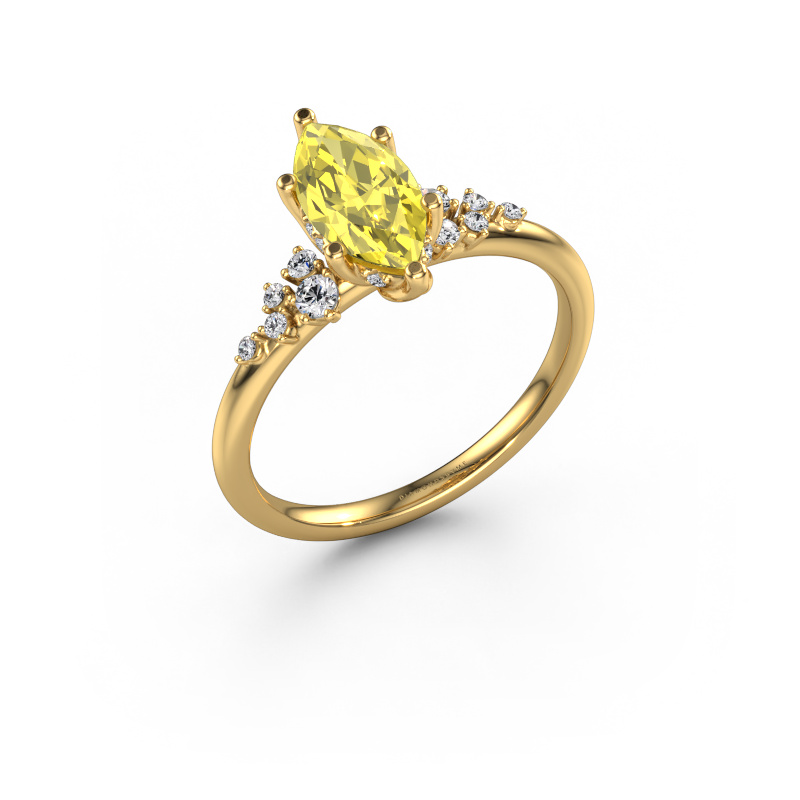 Image de Bague de fiançailles Emma MRQ 585 or jaune Diamants synthétiques jaune 10x5 mm