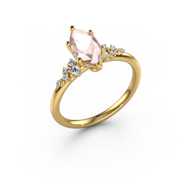 Image of Engagement ring Emma MRQ 585 gold Morganite champagne 10x5 mm