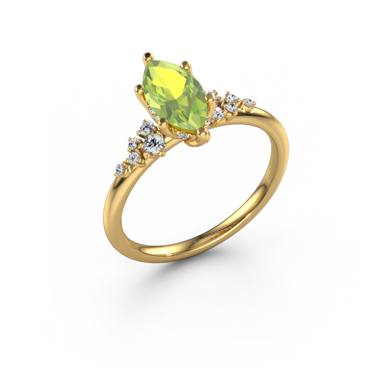Image of Engagement ring Emma MRQ 585 gold Peridot 10x5 mm