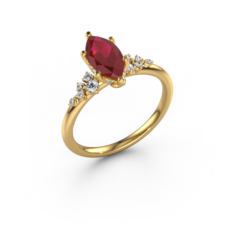 Image de Bague de fiançailles Emma MRQ 585 or jaune Rubis 10x5 mm