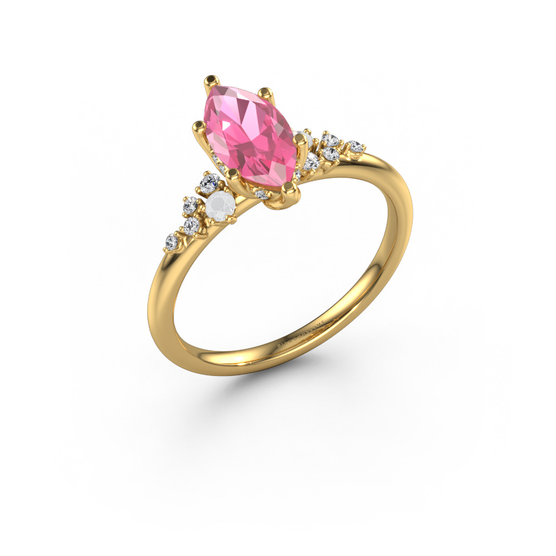 Image of Engagement ring Emma MRQ 585 gold Pink sapphire 10x5 mm