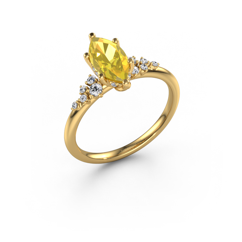 Image of Engagement ring Emma MRQ 585 gold Yellow sapphire 10x5 mm