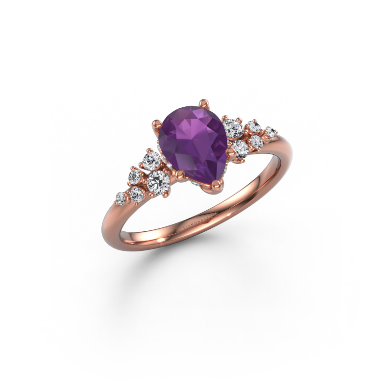 Image of Engagement ring Emma PER 585 rose gold Amethyst 8x6 mm