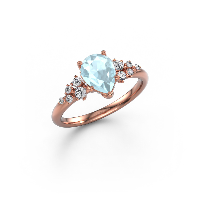 Image of Engagement ring Emma PER 585 rose gold Aquamarine 8x6 mm