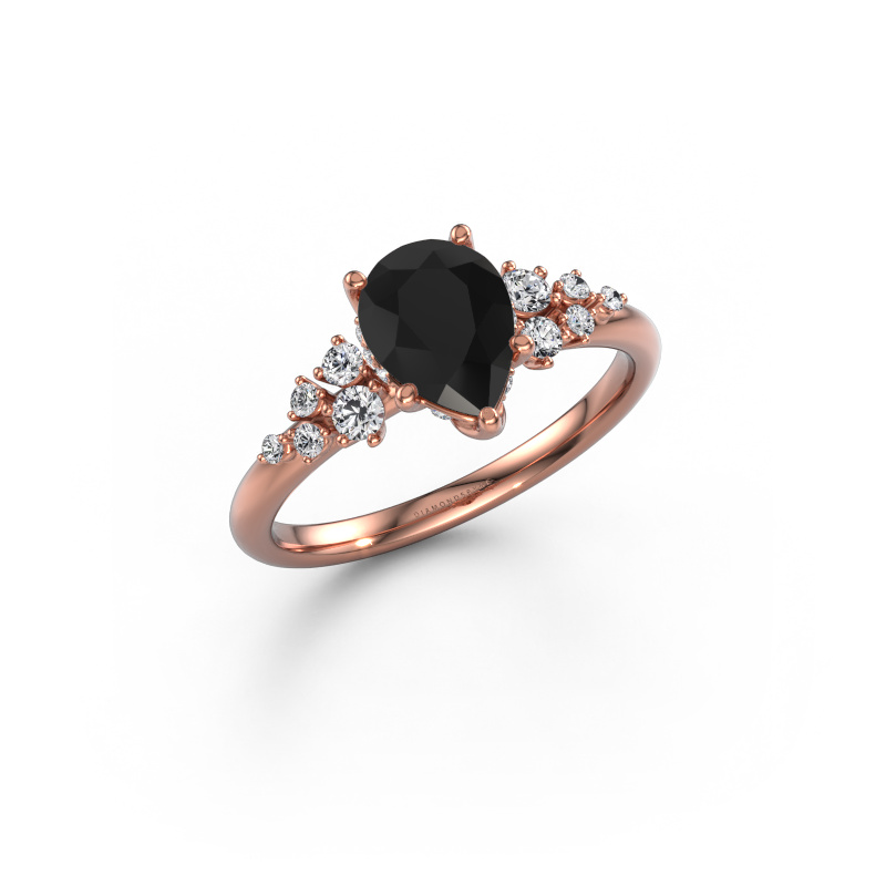 Image of Engagement ring Emma PER 585 rose gold Black diamond 1.497 crt