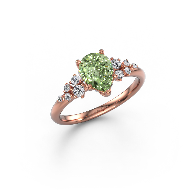 Image de Bague de fiançailles Emma PER 585 or rose Diamants synthétiques vert 8x6 mm